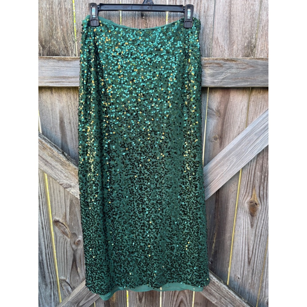Hyfve Emerald Green Sequin Midi Skirt HF25F430 Size Large NWT